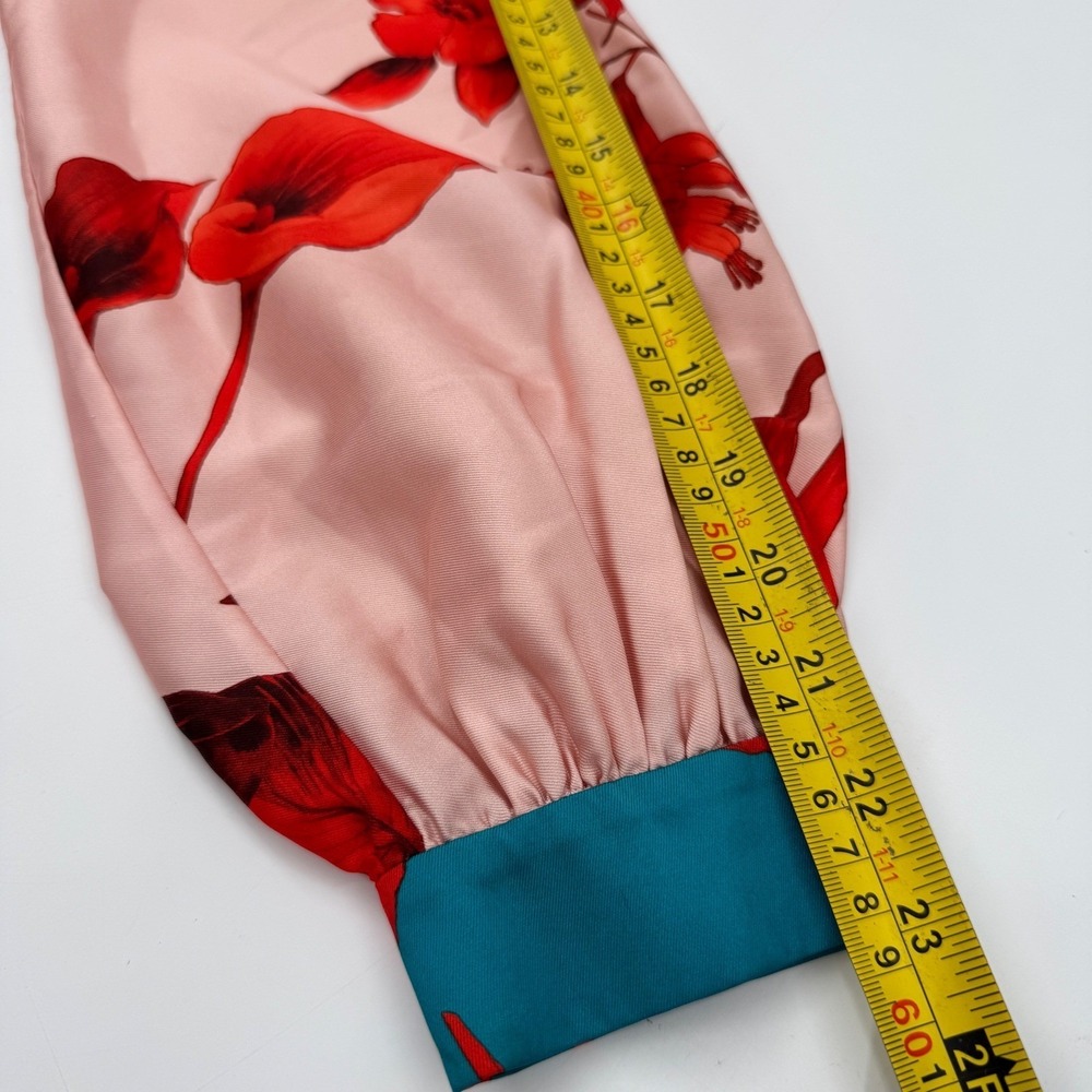 Ted Baker Karolyn Fantasia Floral Pleated Midi Dress Pink Red Teal Size 2 - Picture 10 of 13